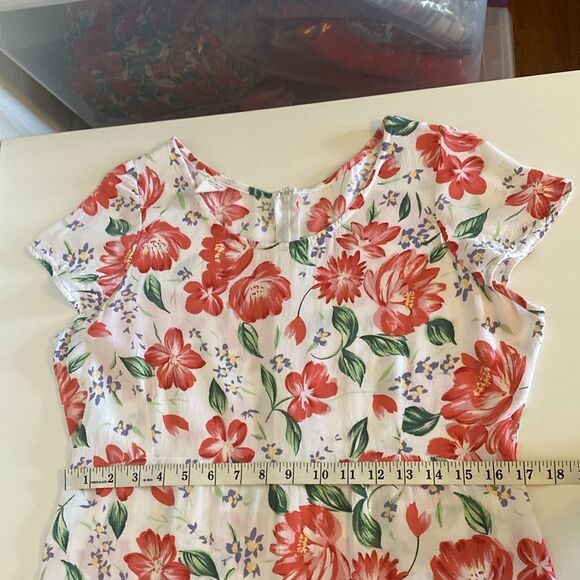 Vintage 90's Sheer White Floral Midi Dress with Back Tie Size Medium - Picture 10 of 12